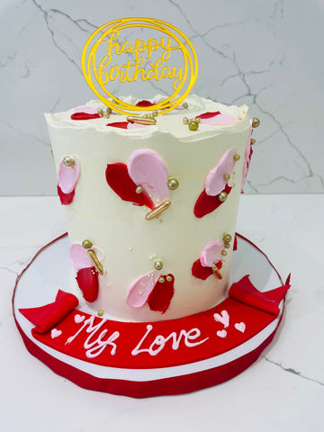 Ashleen Red & pink Cream Cake