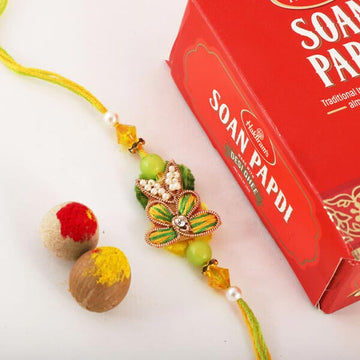 Yellow Rakhi N Sweet Combo Gift