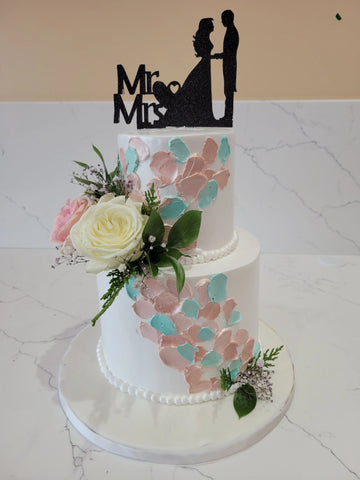 MR. & MRS. FLORAL TIERED CAKE