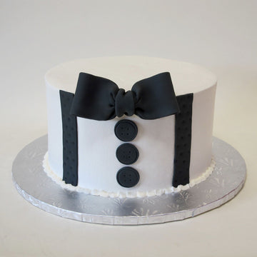 White Shirt With Black Bow Theme Cake