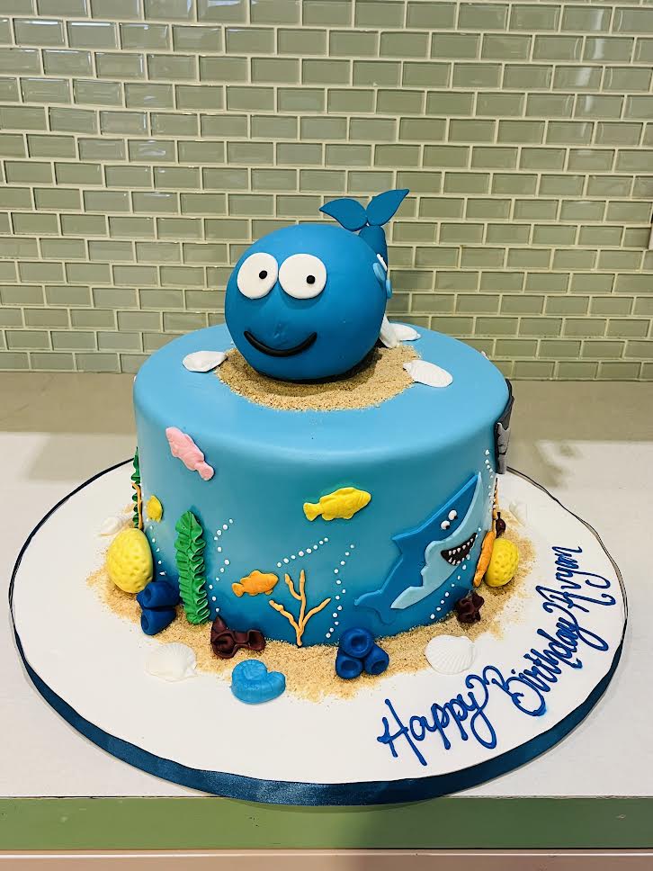 Blue Whale Shark Fondant Cake