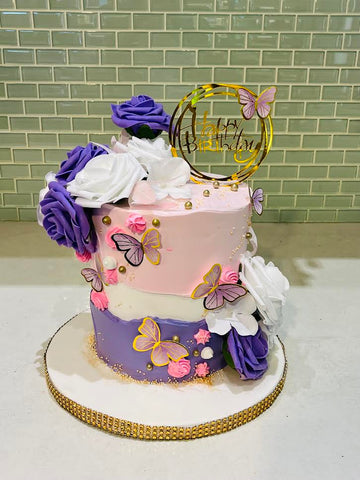 PINK AND PURPLE BUTTERFLY CAKE