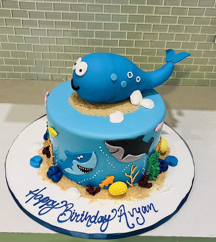 Blue Whale Shark Fondant Cake