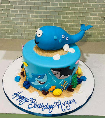 Blue Whale Shark Fondant Cake