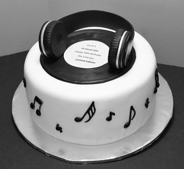 White Black Musical Theme Cake