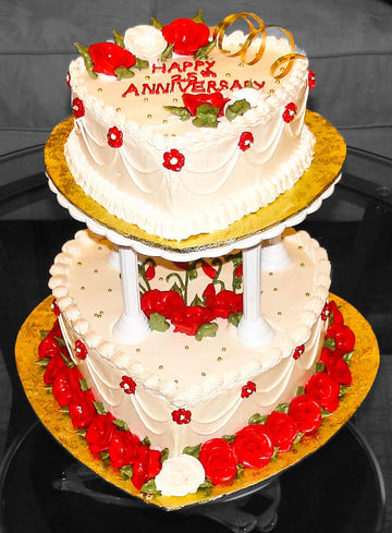 Red Roses Flowers Wedding Cake