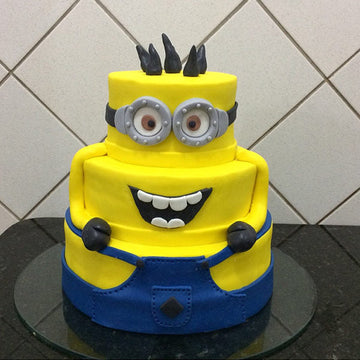 Yellow Blue Happiest Minion Theme Cake