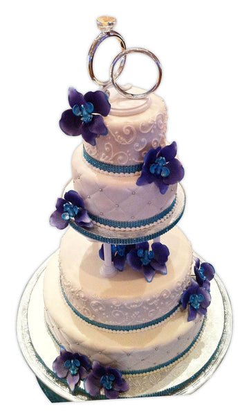 Melissa Blue N White Wedding Cake