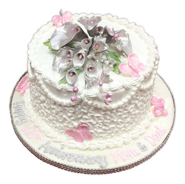 Lillies & Butterfly Anniversary Cake