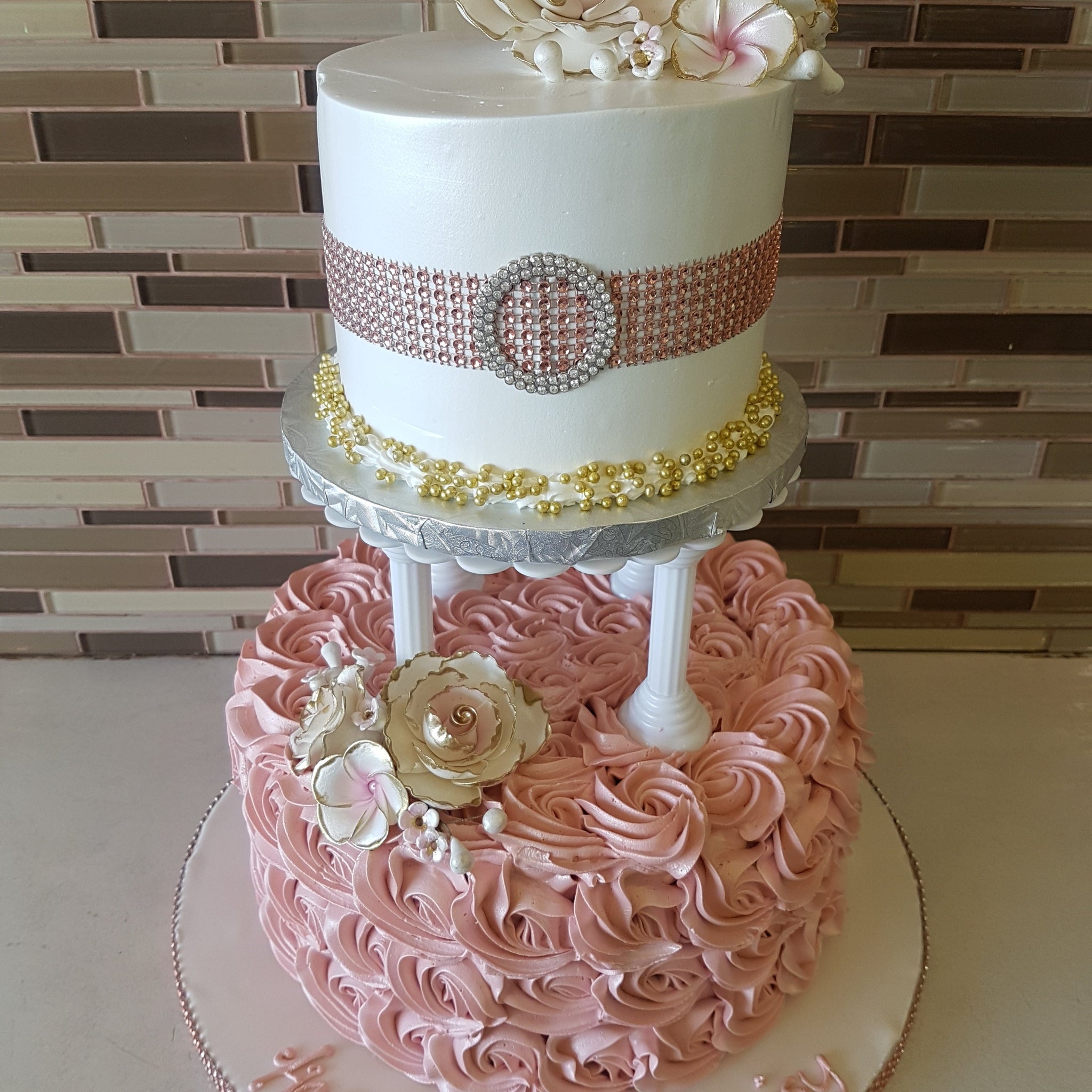 ROSE GOLD TIERED CAKE