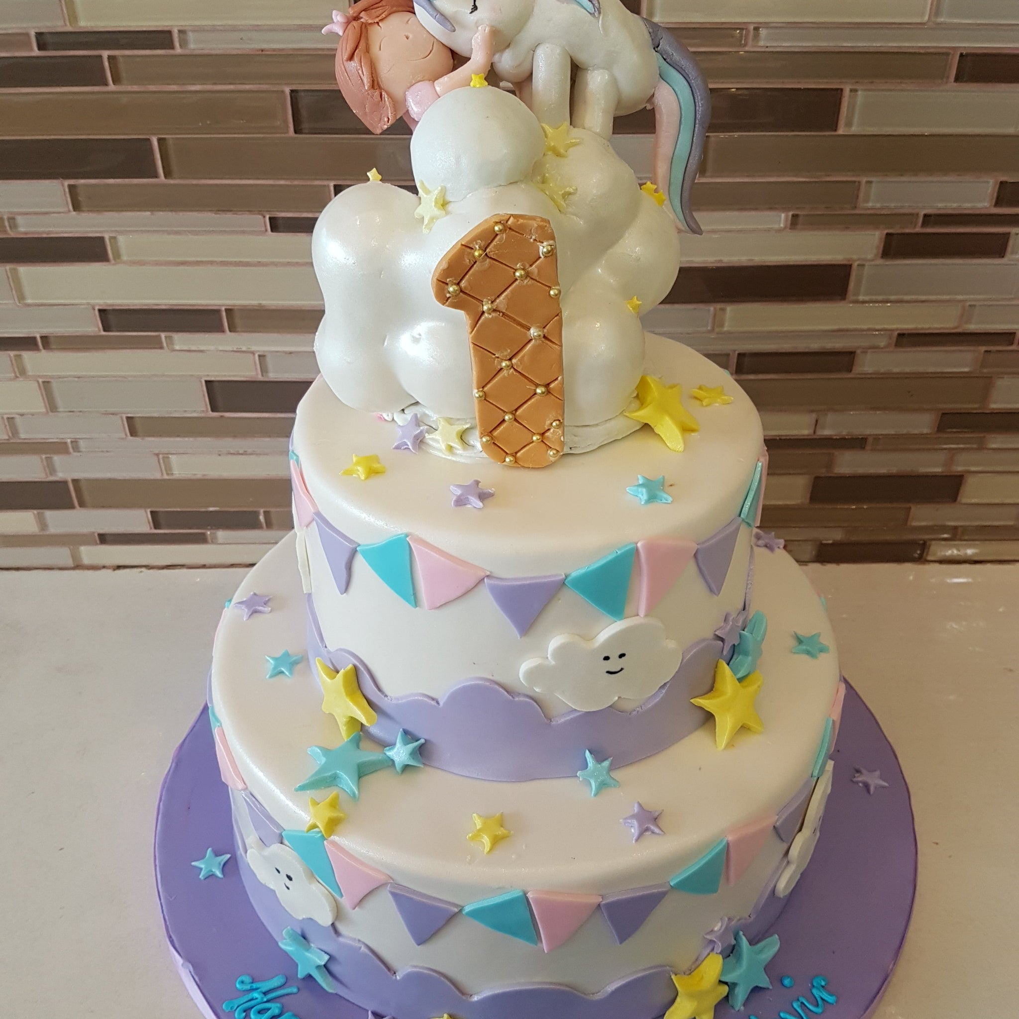 unicorn fondant TIERED CAKE