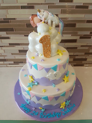 unicorn fondant TIERED CAKE