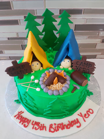 CAMPING BIRTHDAY CAKE