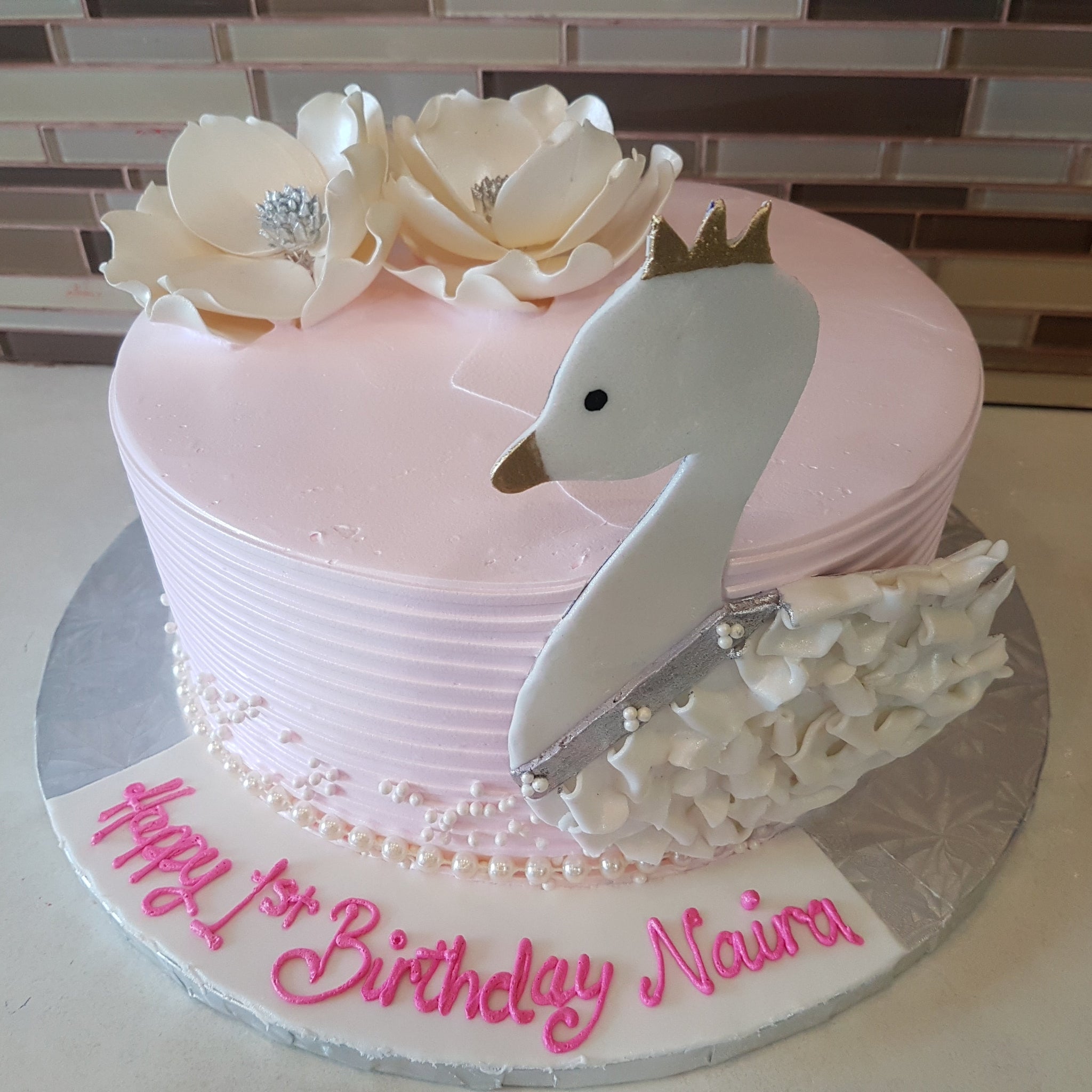 Swan first Birthday cake