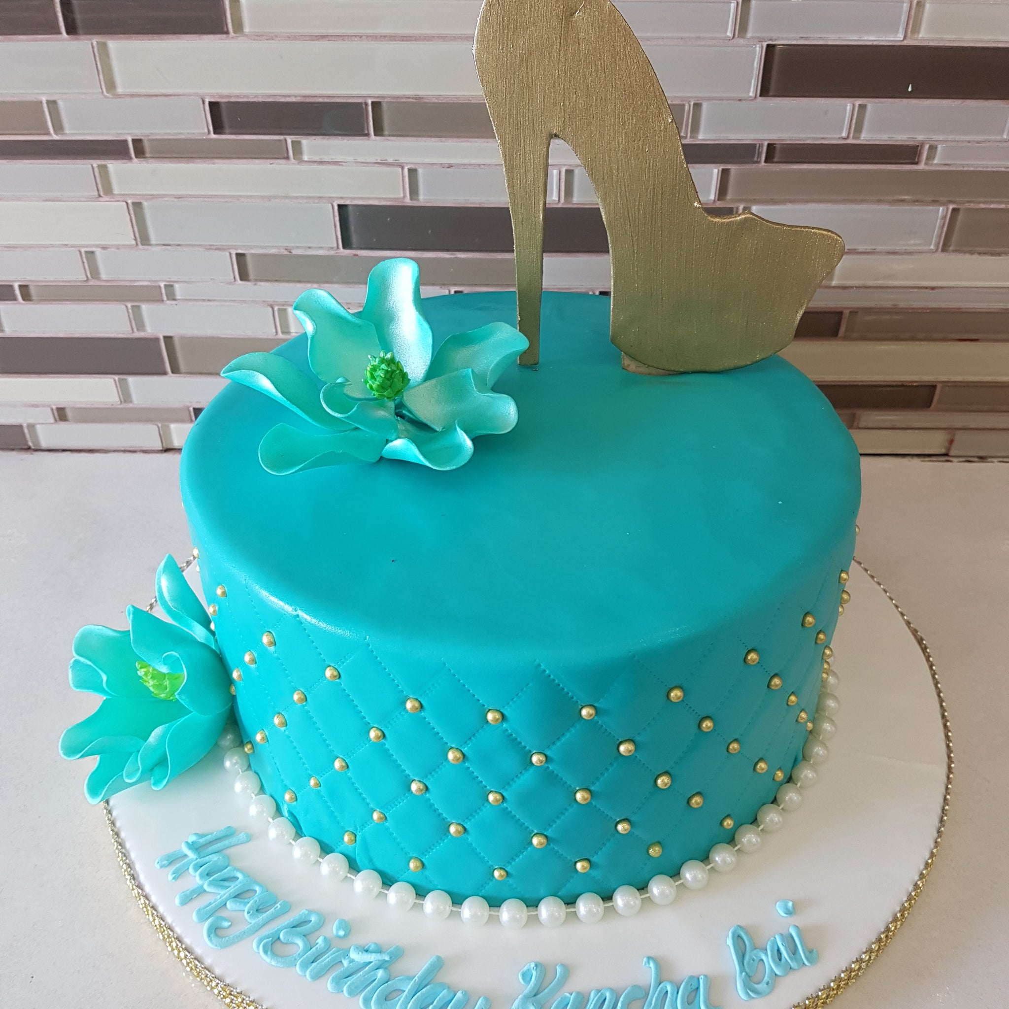 Teal Shoe Fondant Cake