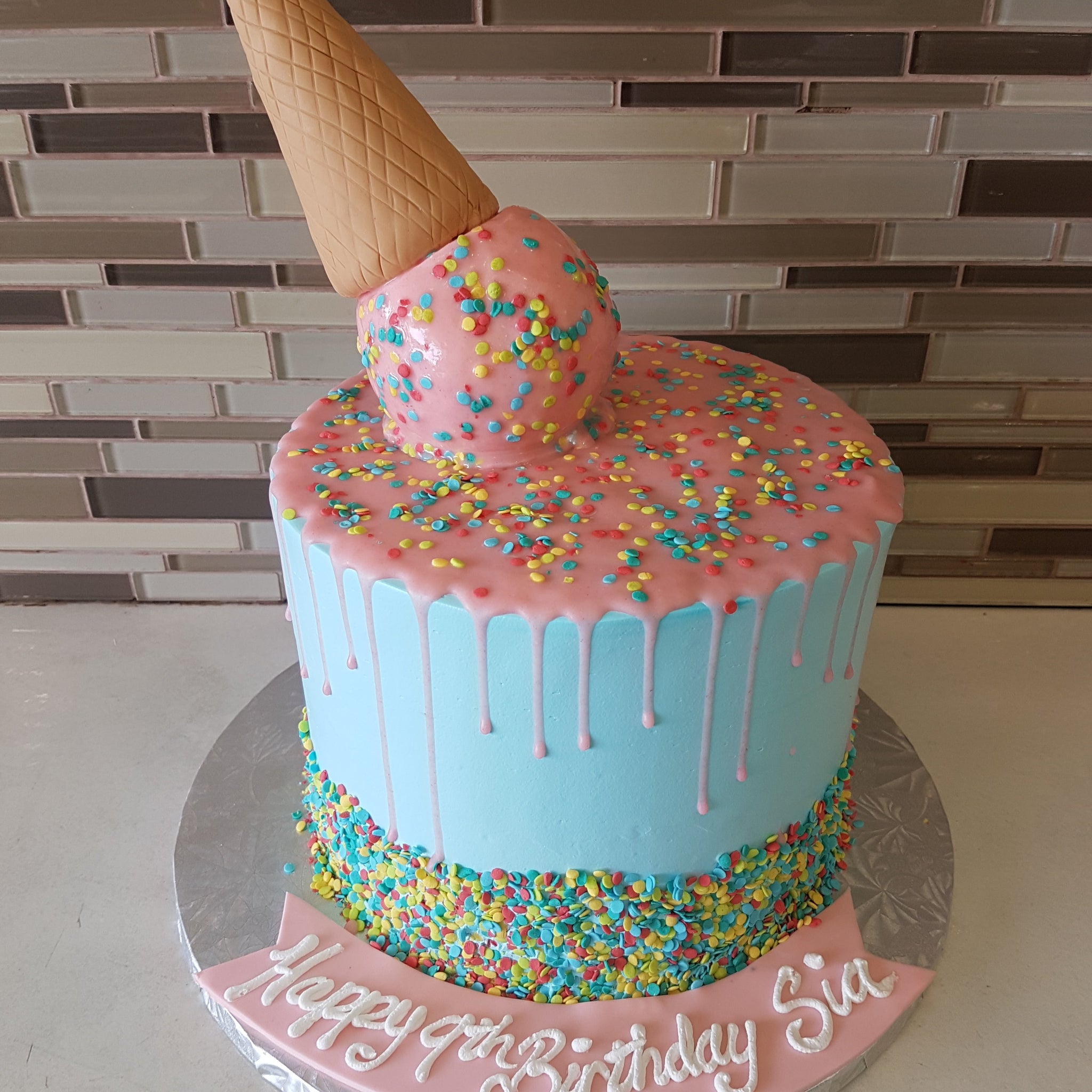 ICE-CREAM CONE DRIZZLE BIRTHDAY CAKE
