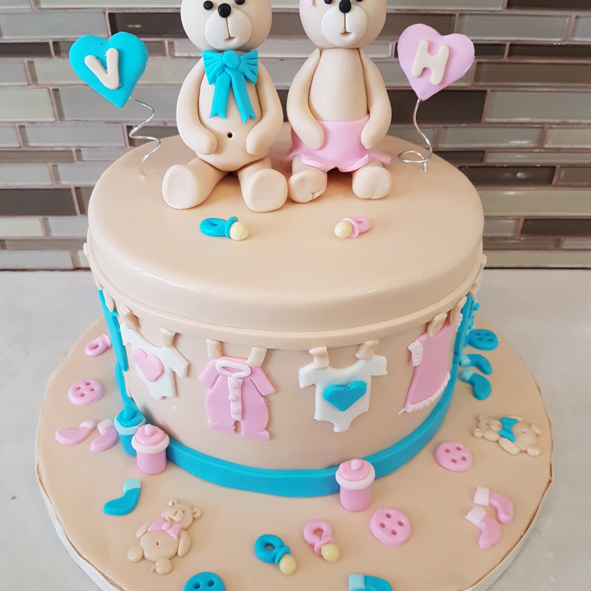 Bear Baby Shower Fondant Cake