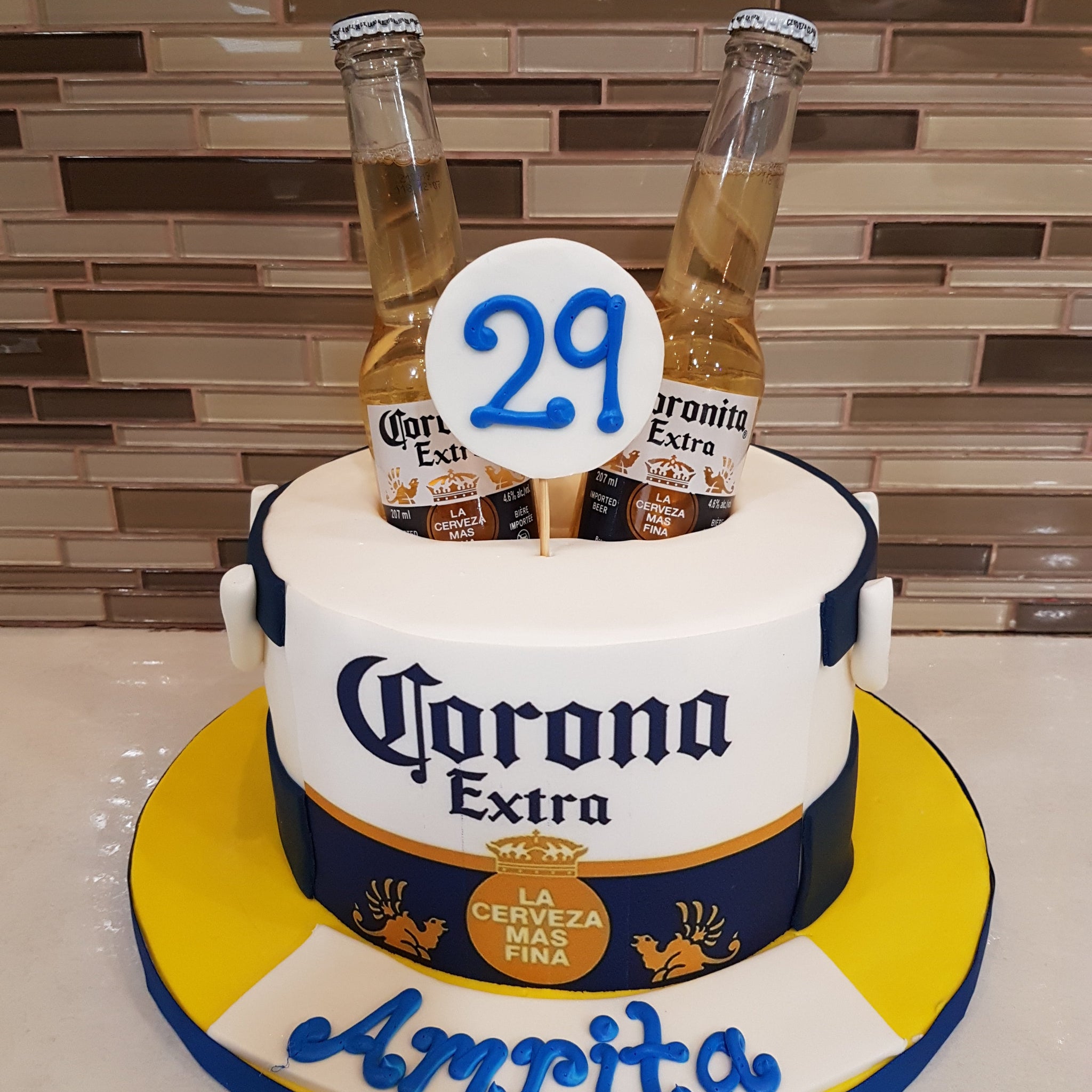 Corona Extra Beer Bottle Cake