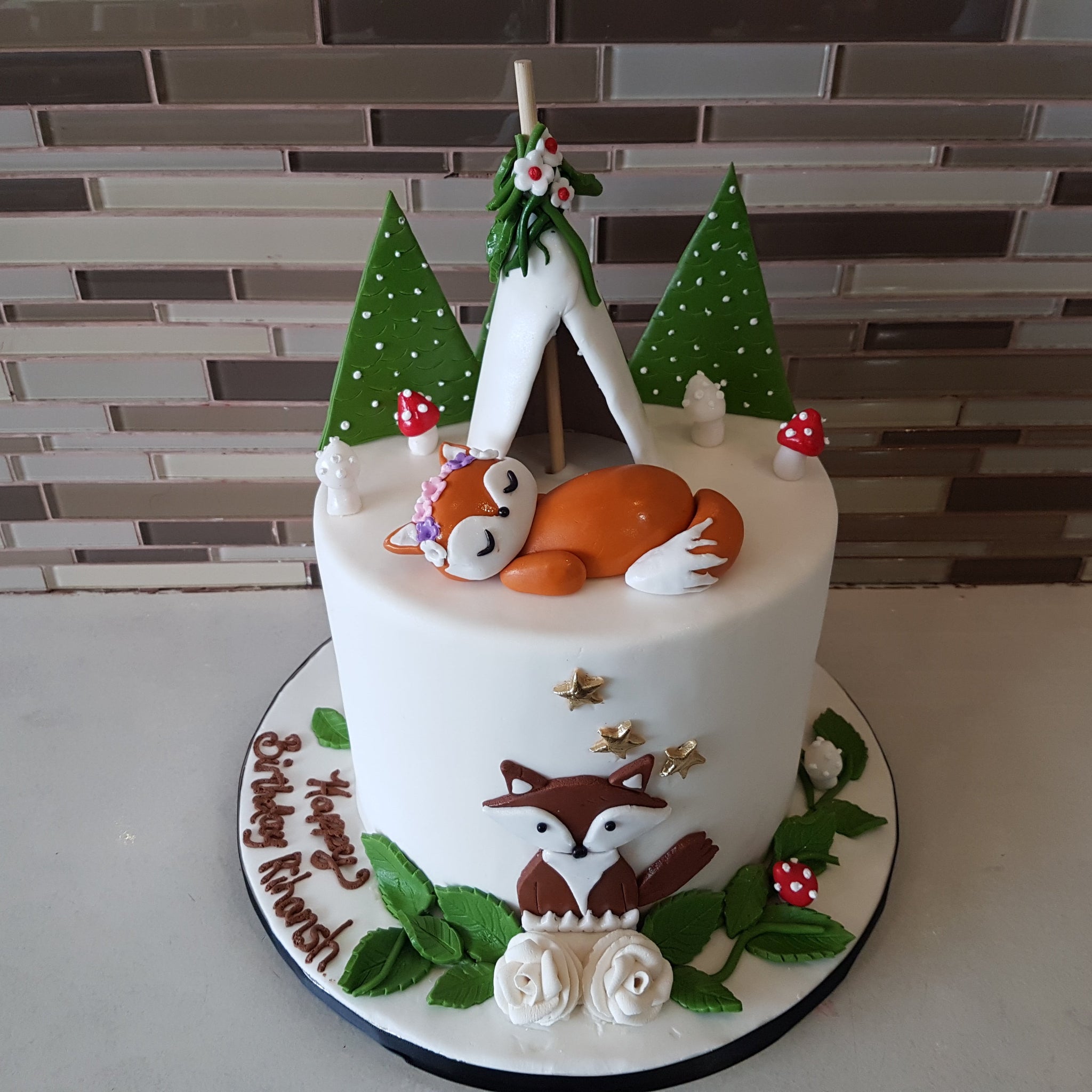 Fox Forest Birthday Cake