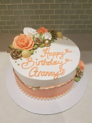 GRANNY PEACH FLOWER CAKE