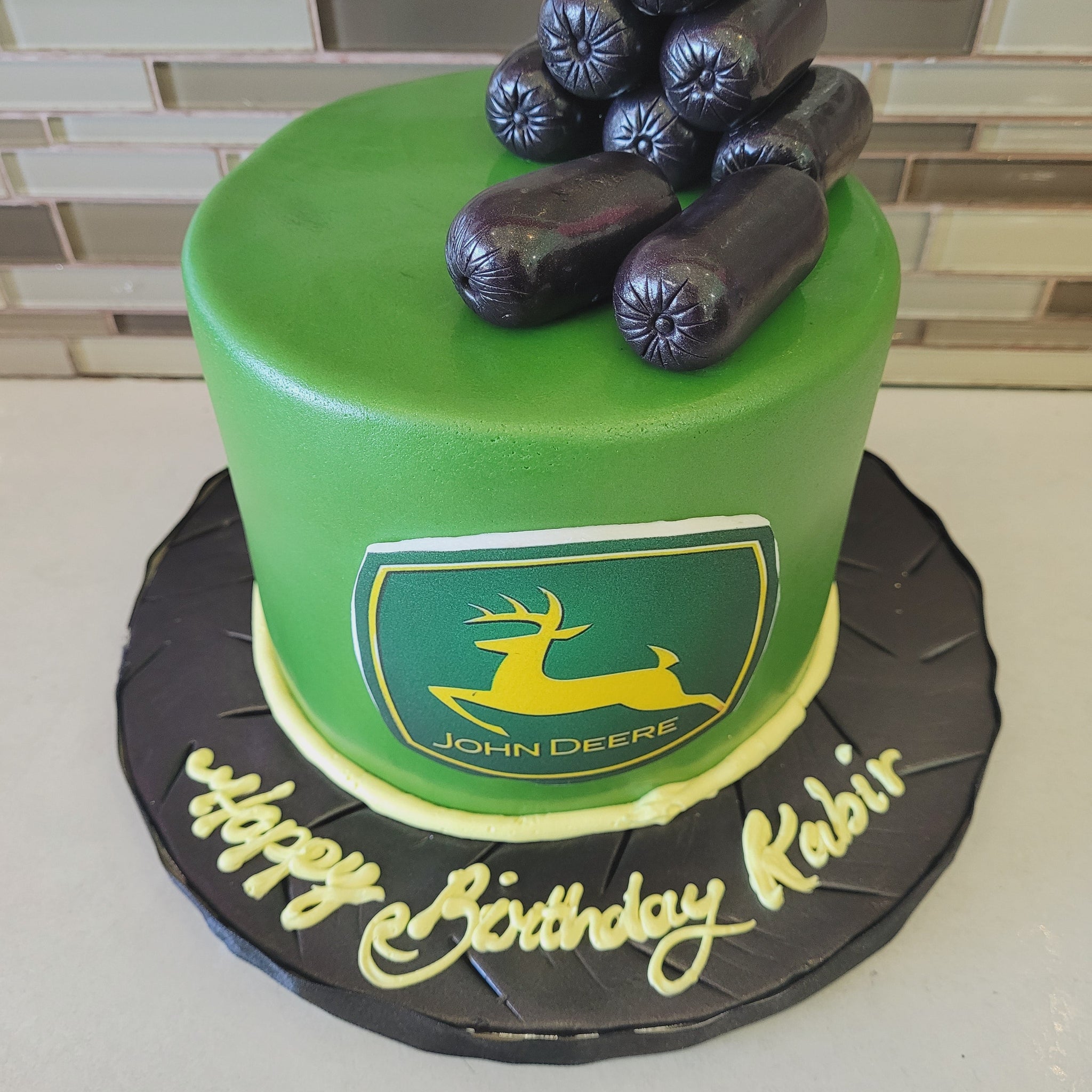 JOHN DEERE FONDANT BIRTHDAY CAKE