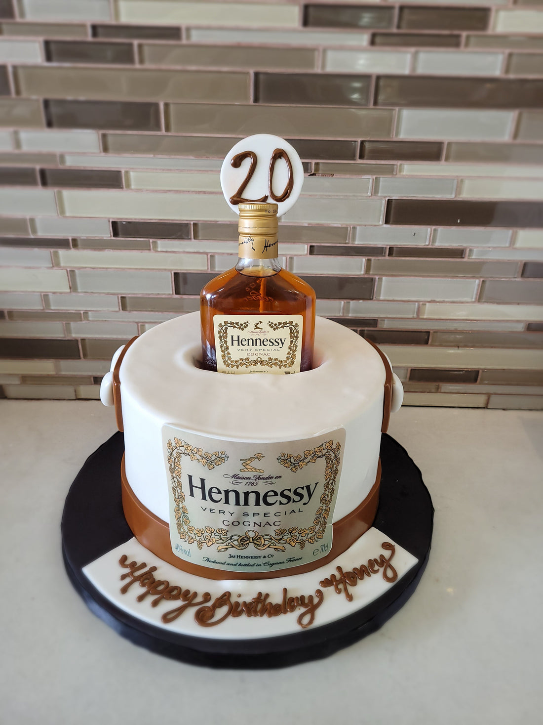 HENNESSY BOTTLE FONDANT CAKE