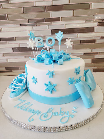 BLUE BOOTY BABY SHOWER FONDANT CAKE