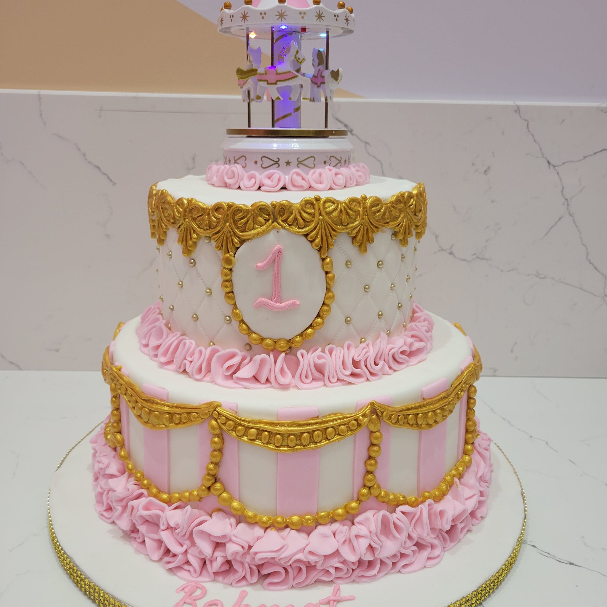 CAROUSEL FONDANT TIERED CAKE