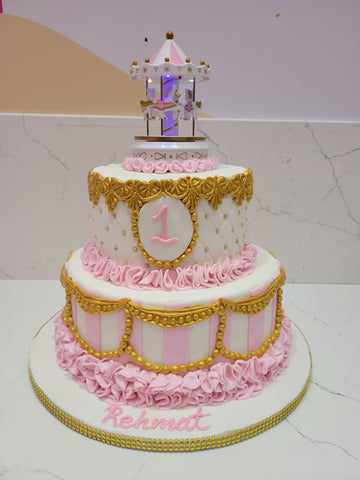 CAROUSEL FONDANT TIERED CAKE