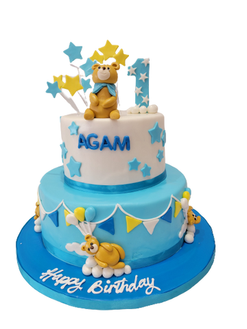 AGAM TEDDY FONDANT TIERED CAKE