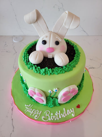 BUNNY GARDEN FONDANT CAKE