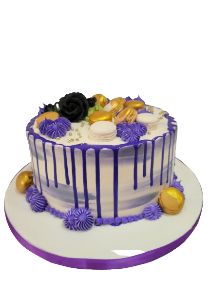 PURPLE & GOLD BIRTHDAY CAKE