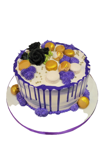 PURPLE & GOLD BIRTHDAY CAKE