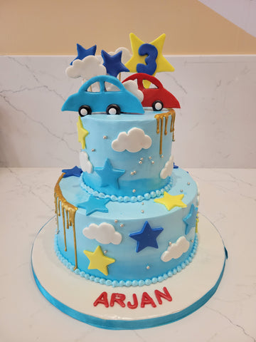 ARJAN CAR CREAM TIERED CAKE