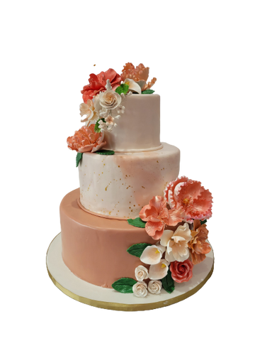 PEACHY MARBLEIZED WEDDING CAKE