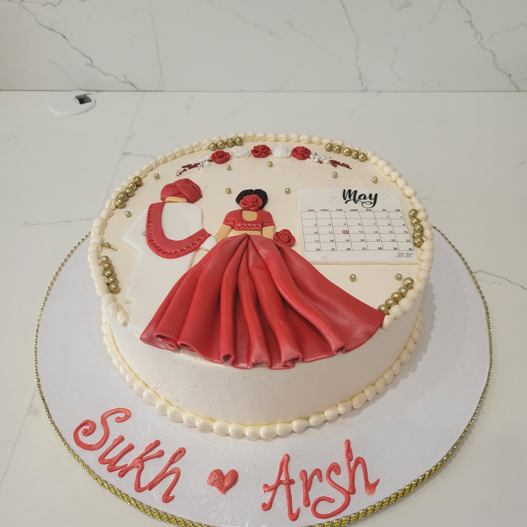 SUKH & ARSH COUPLE CREAM CAKE
