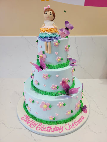 DOLL CREAM TIERED CAKE