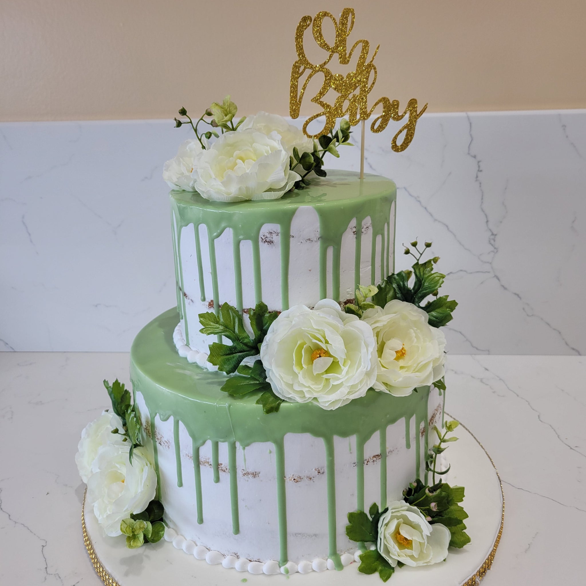SAGE GREEN TIERED CREAM CAKE