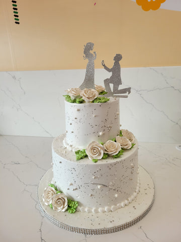 WHITE ROSE ENGAGEMENT CAKE