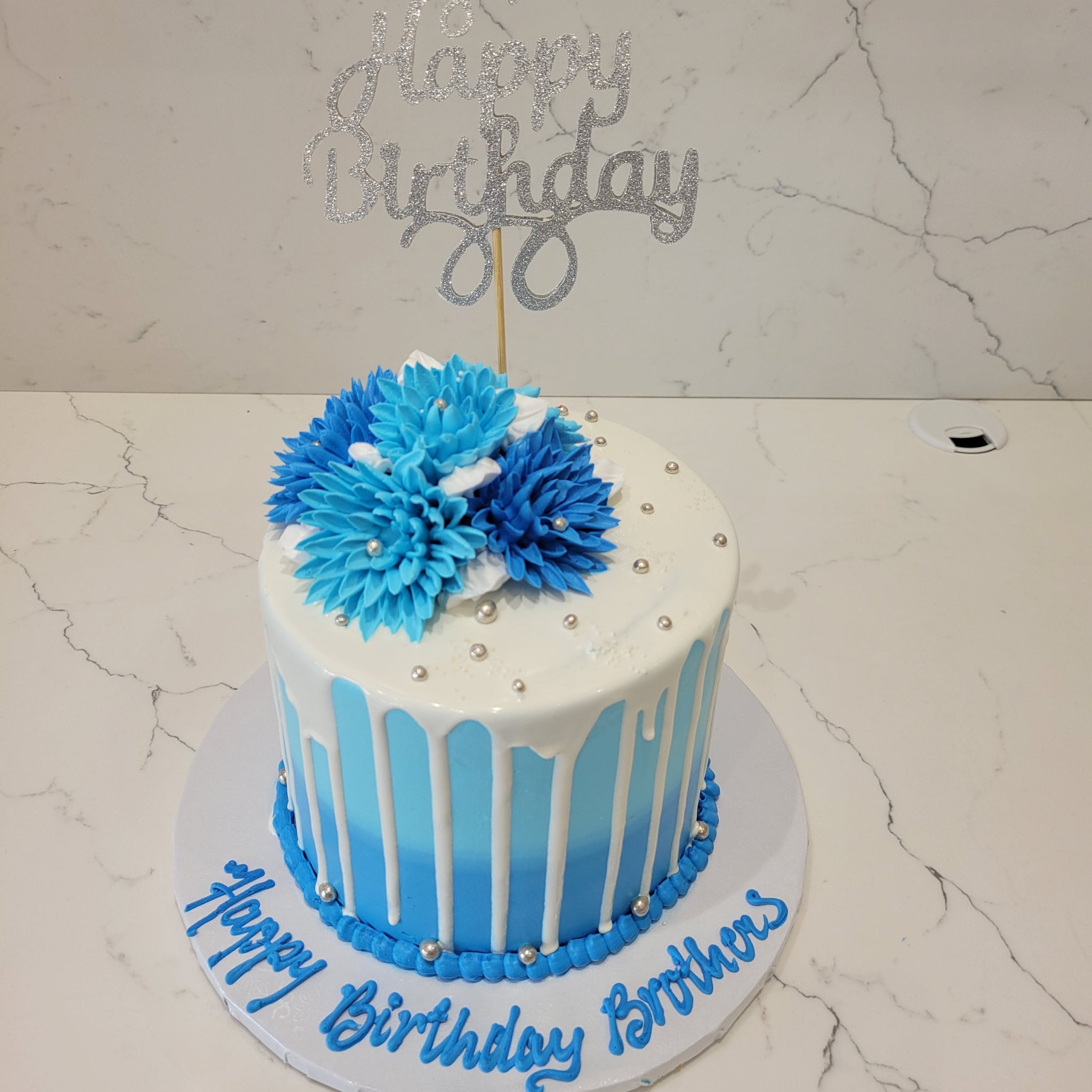 LEO BLUE & WHITE BIRTHDAY CAKE