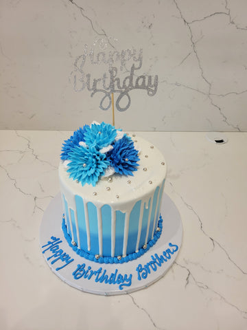 LEO BLUE & WHITE BIRTHDAY CAKE