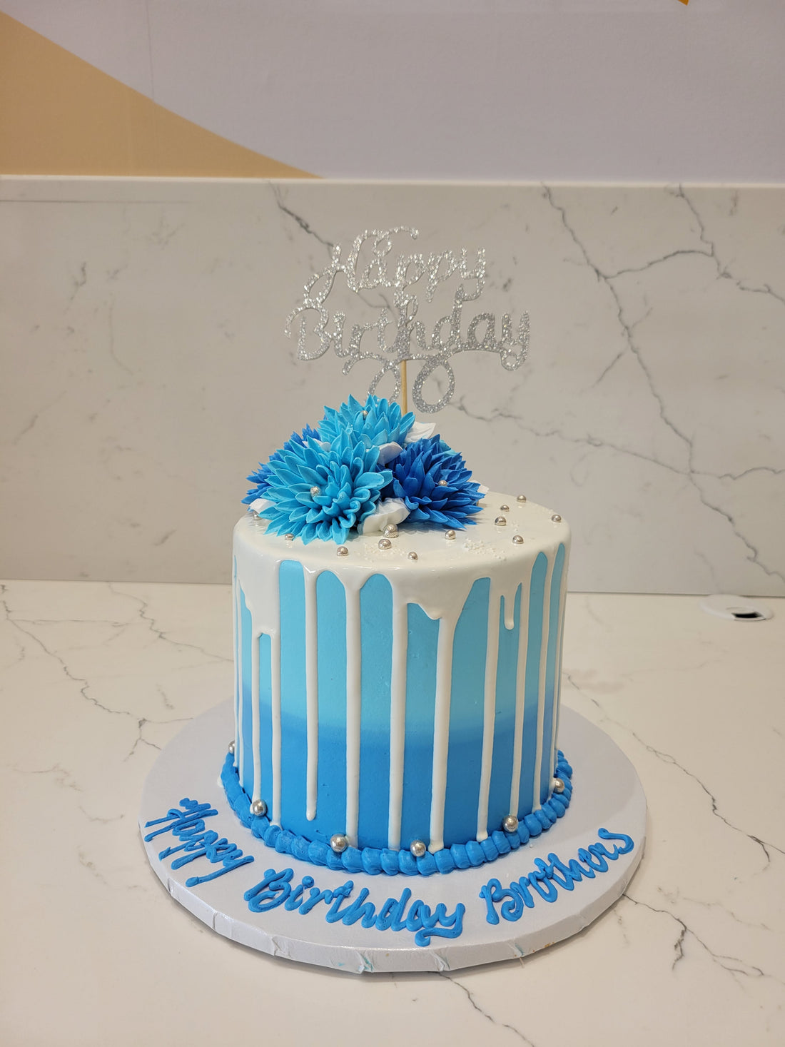 LEO BLUE & WHITE BIRTHDAY CAKE