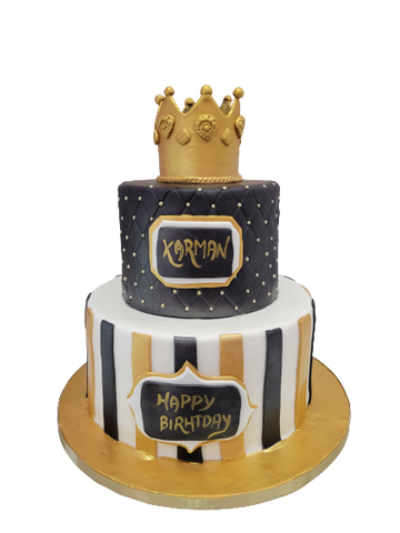 KARMAN BLACK & GOLD FONDANT TIERED CAKE