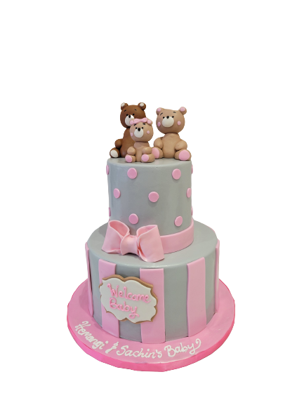 TEDDY BEAR FAMILY FONDANT CAKE