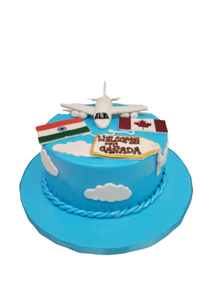 WELCOME TO CANADA PLANE FONDANT CAKE