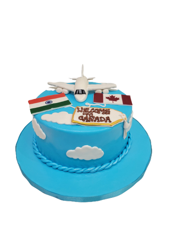 WELCOME TO CANADA PLANE FONDANT CAKE