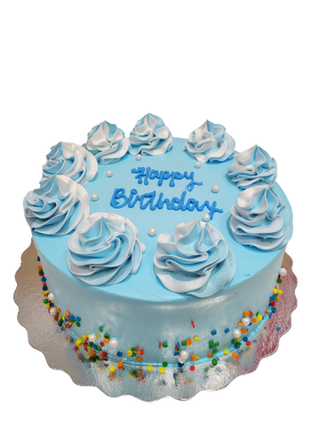 BLUE SWIRLS ROSETTE CAKE