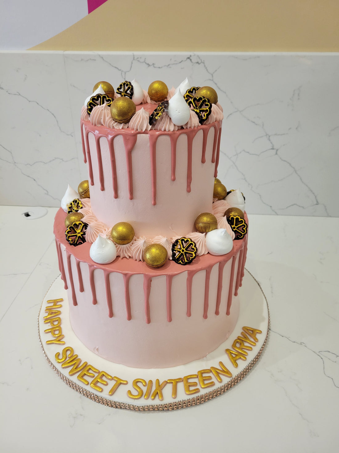 ROSE GOLD CREAM TIERED CAKE