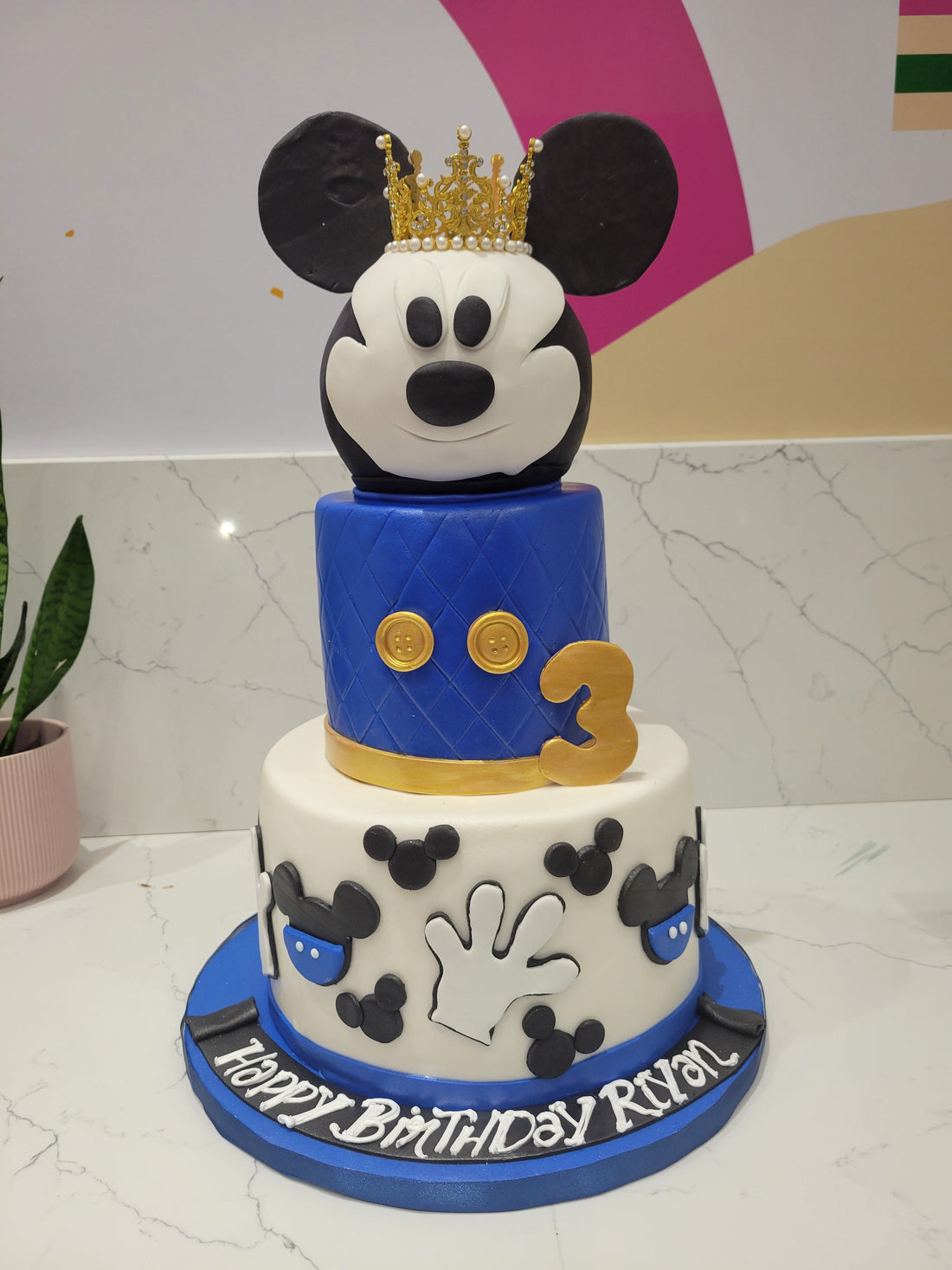 MICKEY MOUSE FONDANT TIERED CAKE