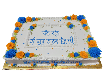 ORANGE AND BLUE GURUPURAB CAKE